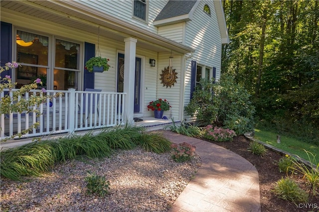 doorway to property featuring covered porch