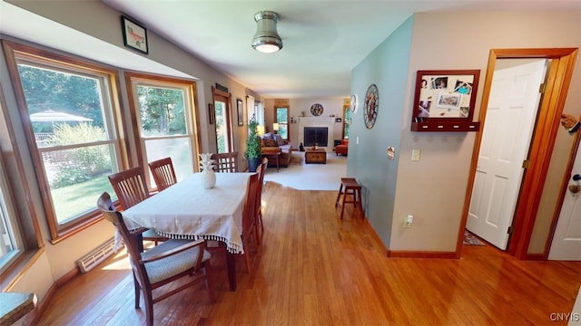 dining space featuring light hardwood / wood-style floors