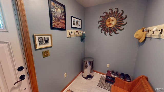 bathroom with tile patterned floors