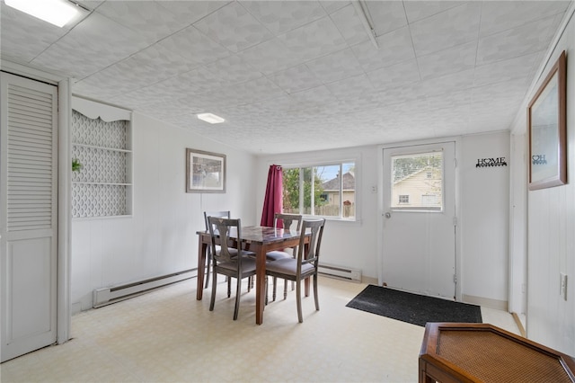 dining space featuring baseboard heating