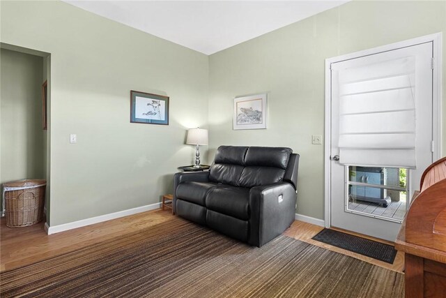 living room featuring dark hardwood / wood-style flooring