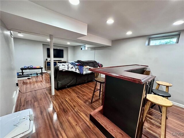 playroom with hardwood / wood-style floors