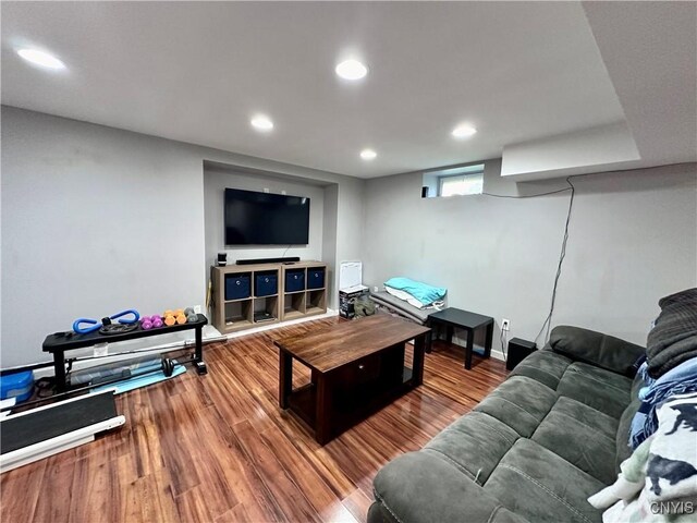 living room featuring hardwood / wood-style flooring