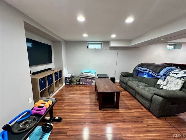 living room with hardwood / wood-style flooring