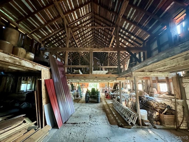 miscellaneous room with high vaulted ceiling