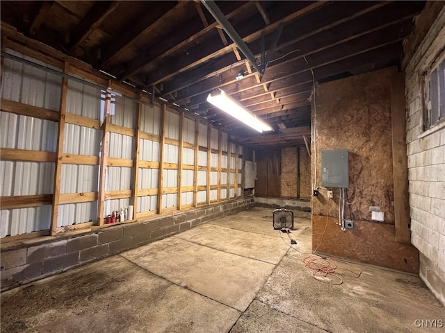 basement with electric panel