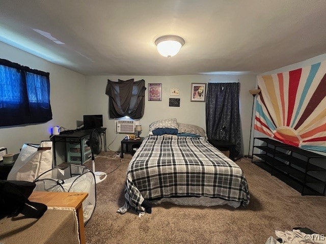 carpeted bedroom with cooling unit