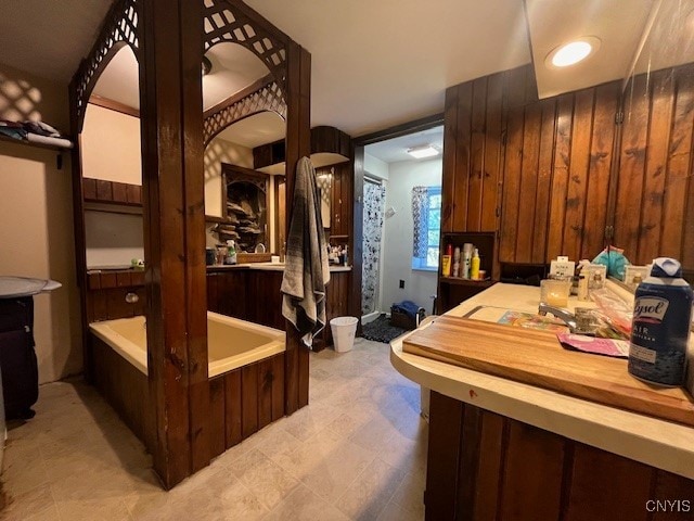 bathroom featuring a washtub