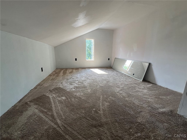 bonus room with carpet flooring and lofted ceiling