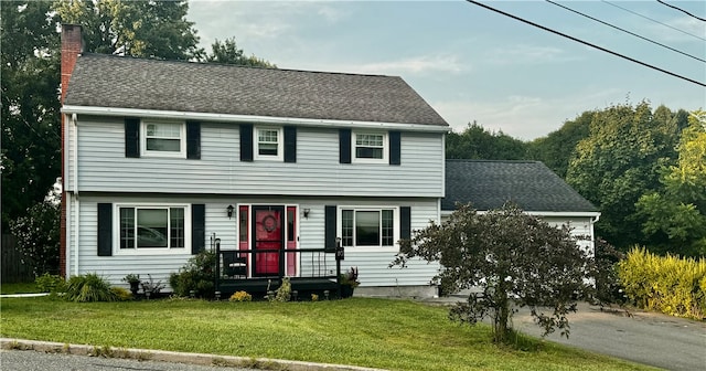 colonial house with a front lawn