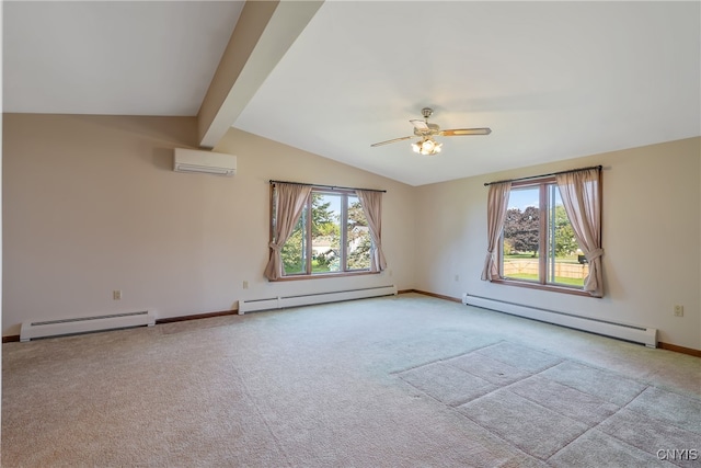 spare room featuring a baseboard radiator, a wealth of natural light, and ceiling fan