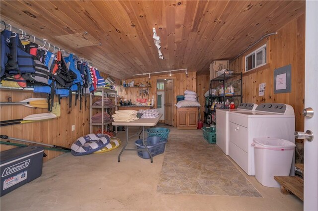 storage featuring washing machine and clothes dryer