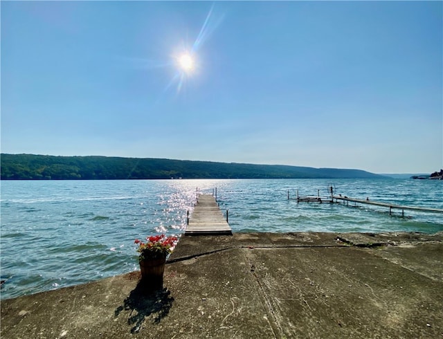 view of dock featuring a water view