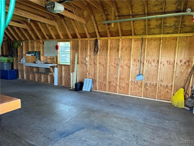 garage with a garage door opener