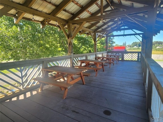 wooden deck featuring a gazebo