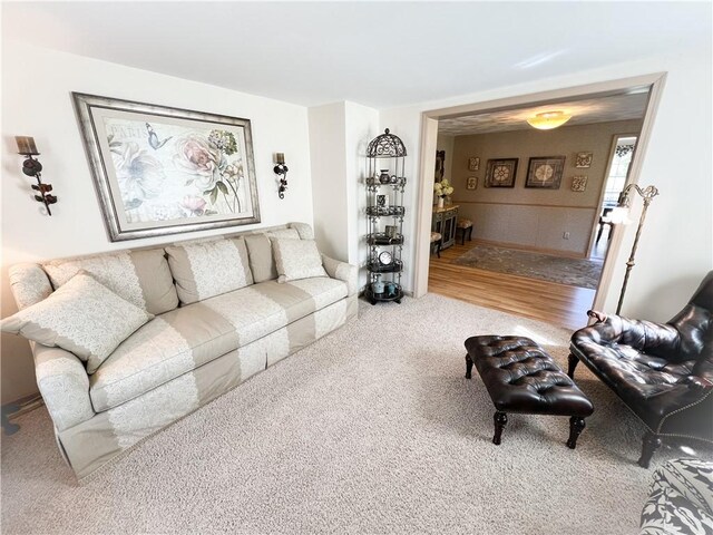 living room with carpet floors