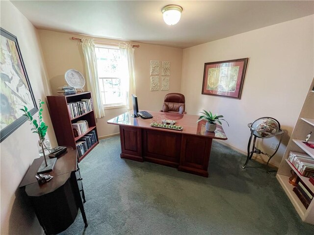 view of carpeted home office