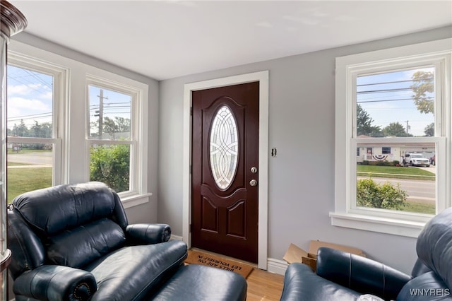 foyer featuring light wood-type flooring