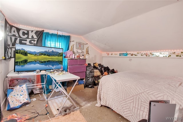 bedroom with vaulted ceiling