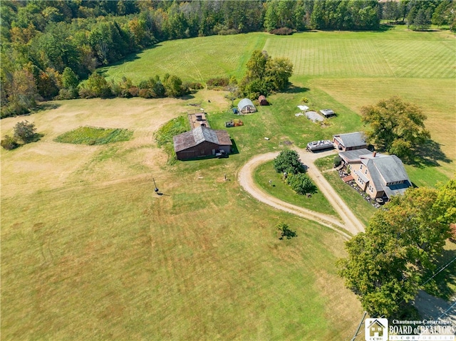 aerial view with a rural view