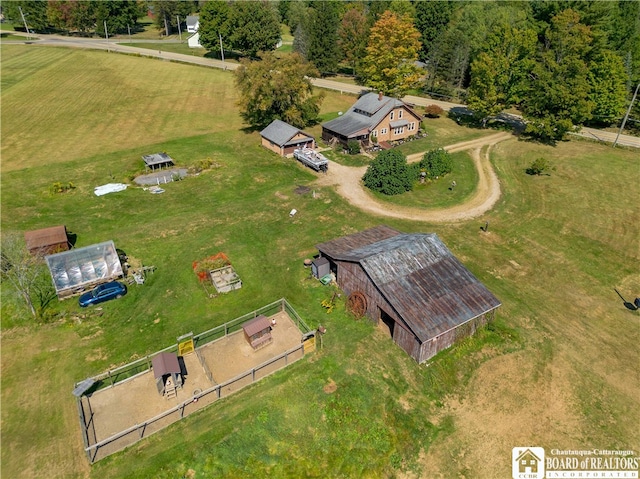 aerial view featuring a rural view