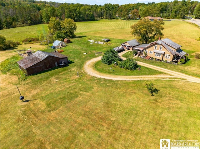 drone / aerial view with a rural view