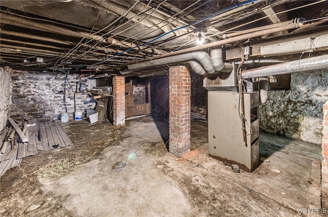 basement with heating unit