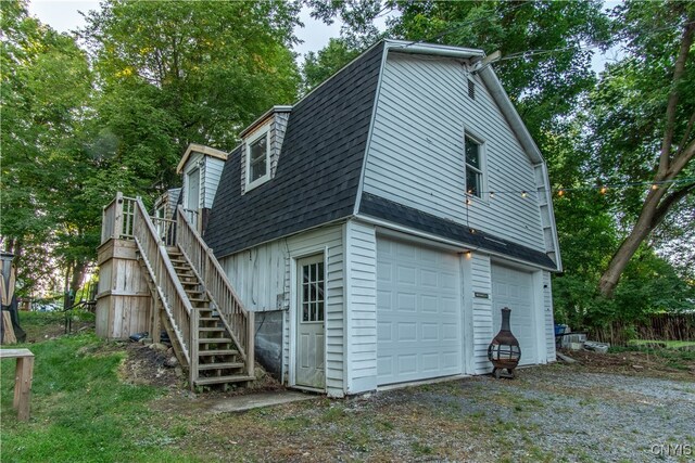 exterior space featuring a garage