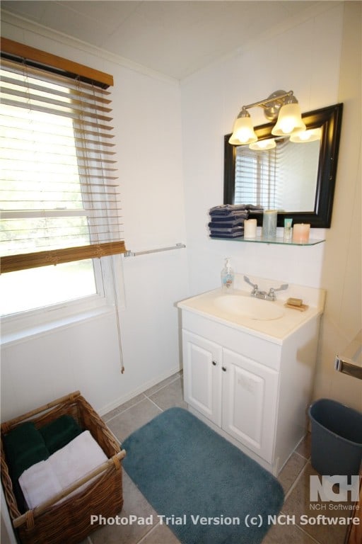 bathroom featuring vanity and tile patterned floors