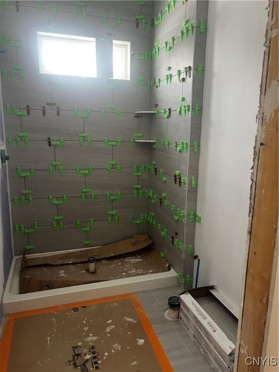 bathroom with tile patterned flooring