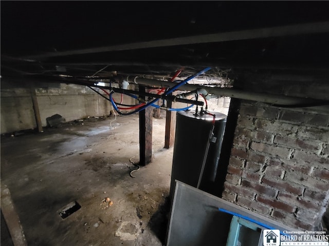 basement with water heater