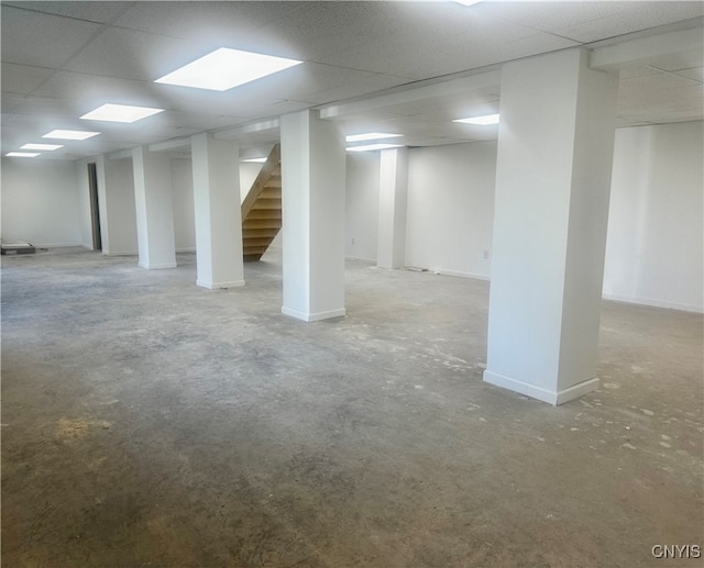 basement with a drop ceiling