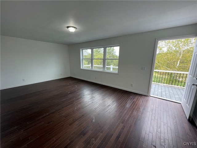 empty room featuring dark wood-type flooring and a wealth of natural light