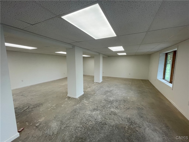 basement with a drop ceiling