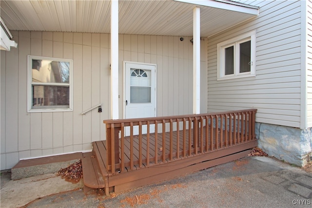 doorway to property with a deck