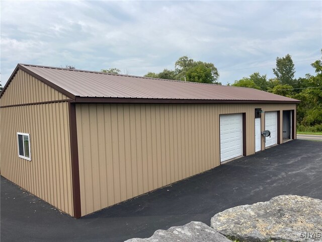 garage with wooden walls