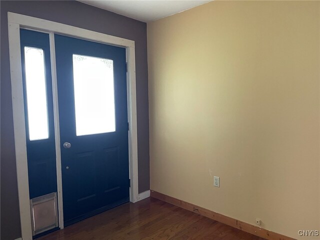 foyer entrance with dark hardwood / wood-style floors