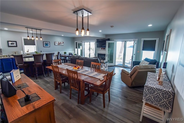 dining room featuring dark hardwood / wood-style flooring