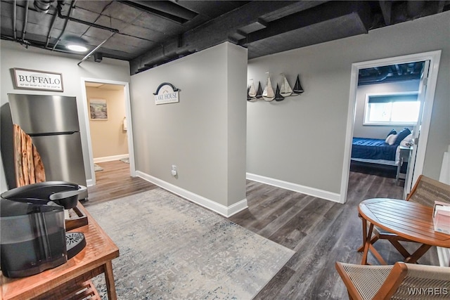 interior space with dark hardwood / wood-style flooring