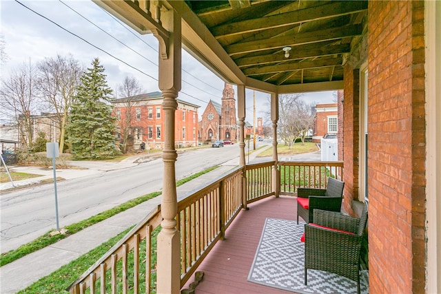 deck featuring covered porch