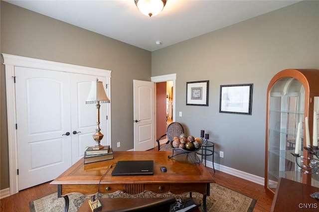 office area featuring hardwood / wood-style flooring