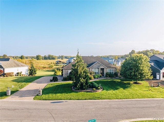 view of front of home with a front yard