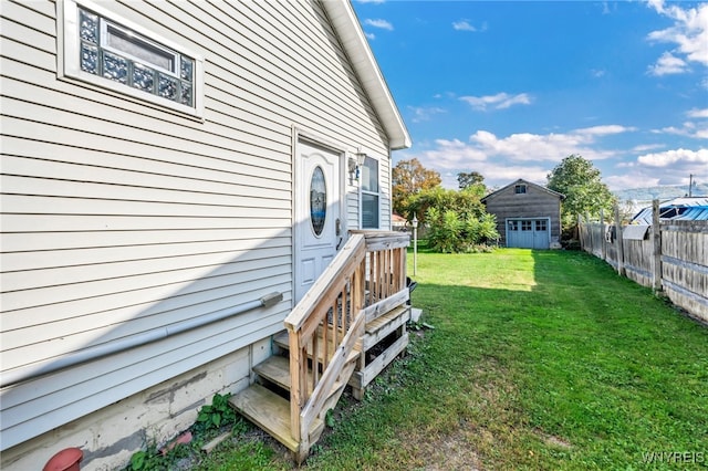 view of yard with a shed