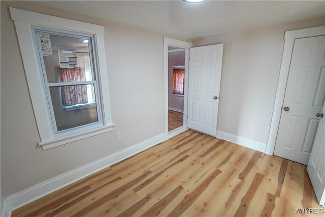 unfurnished bedroom featuring light hardwood / wood-style flooring