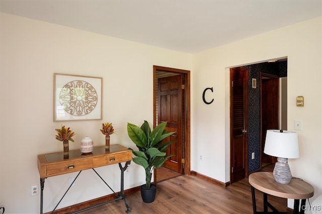 interior space featuring dark hardwood / wood-style flooring