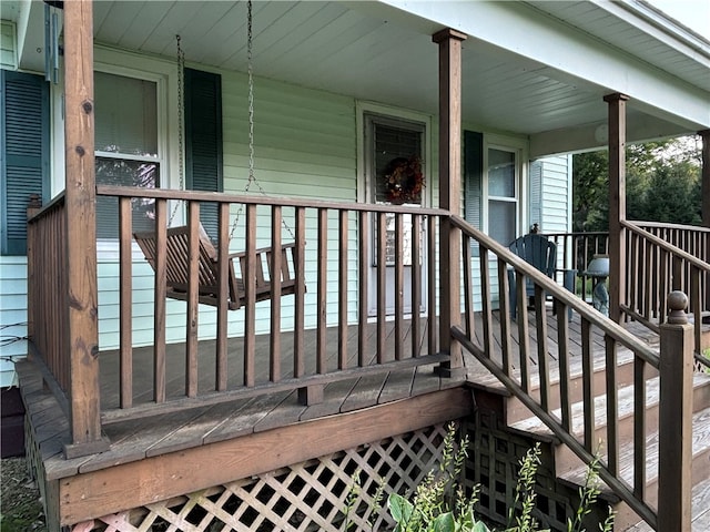 deck with covered porch