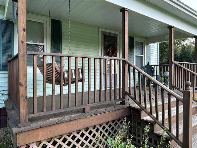 wooden terrace with covered porch