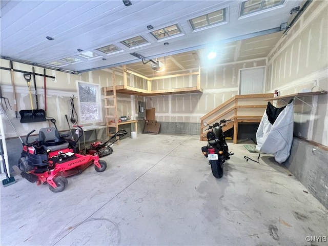 garage with a garage door opener