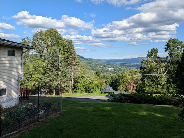 view of yard with a mountain view