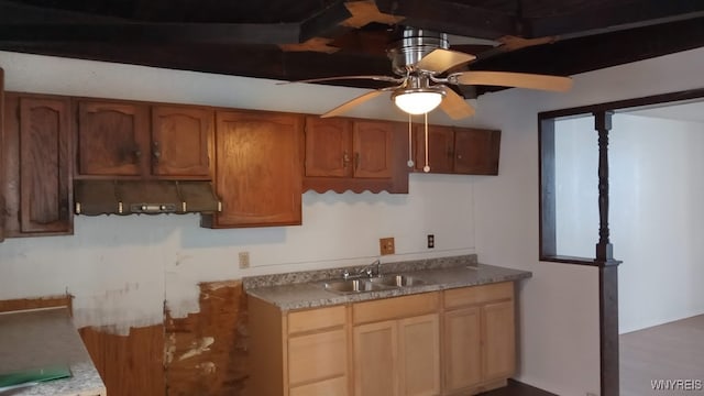 kitchen featuring sink and ceiling fan